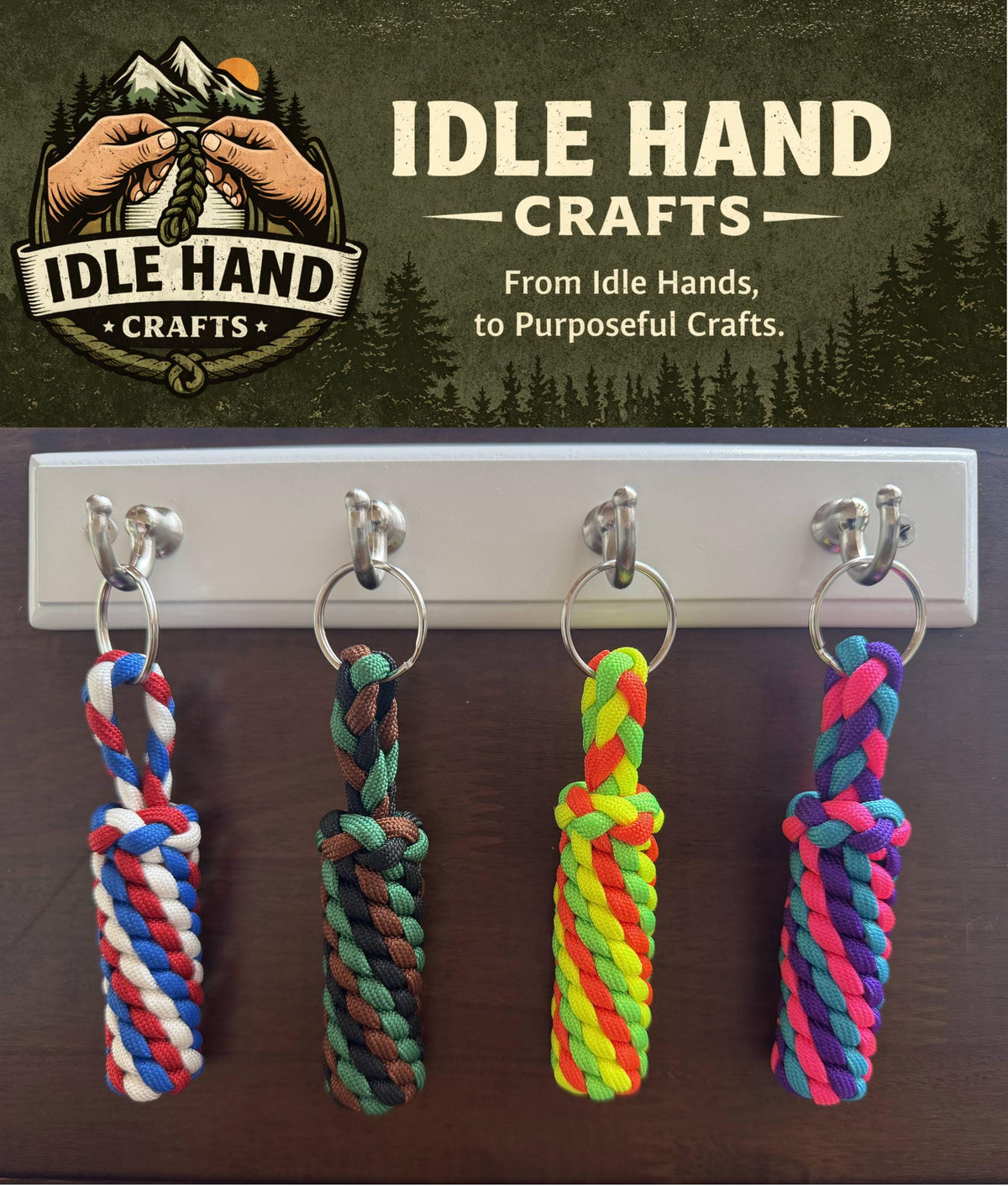Personalized Key Chain, Custom Paracord Key Fob, Choose Your Own 3 Colors