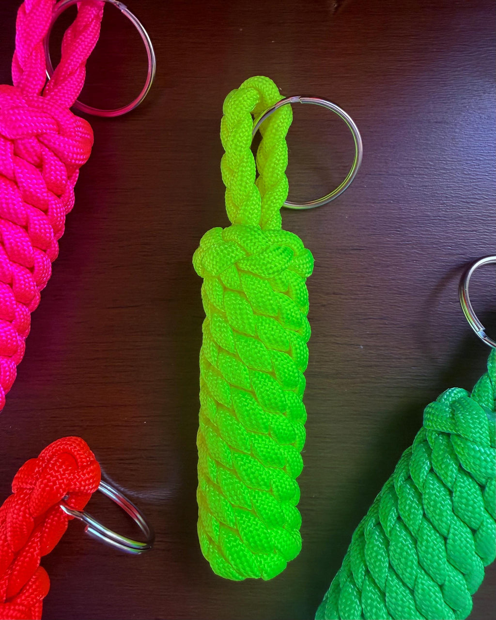 Neon Paracord Keychain, UV Reactive Key Fob, Bright Backpack Accessory