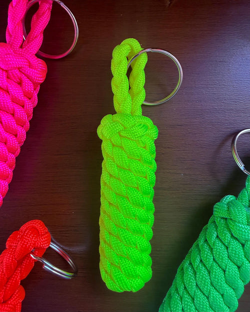 Neon Paracord Keychain, UV Reactive Key Fob, Bright Backpack Accessory