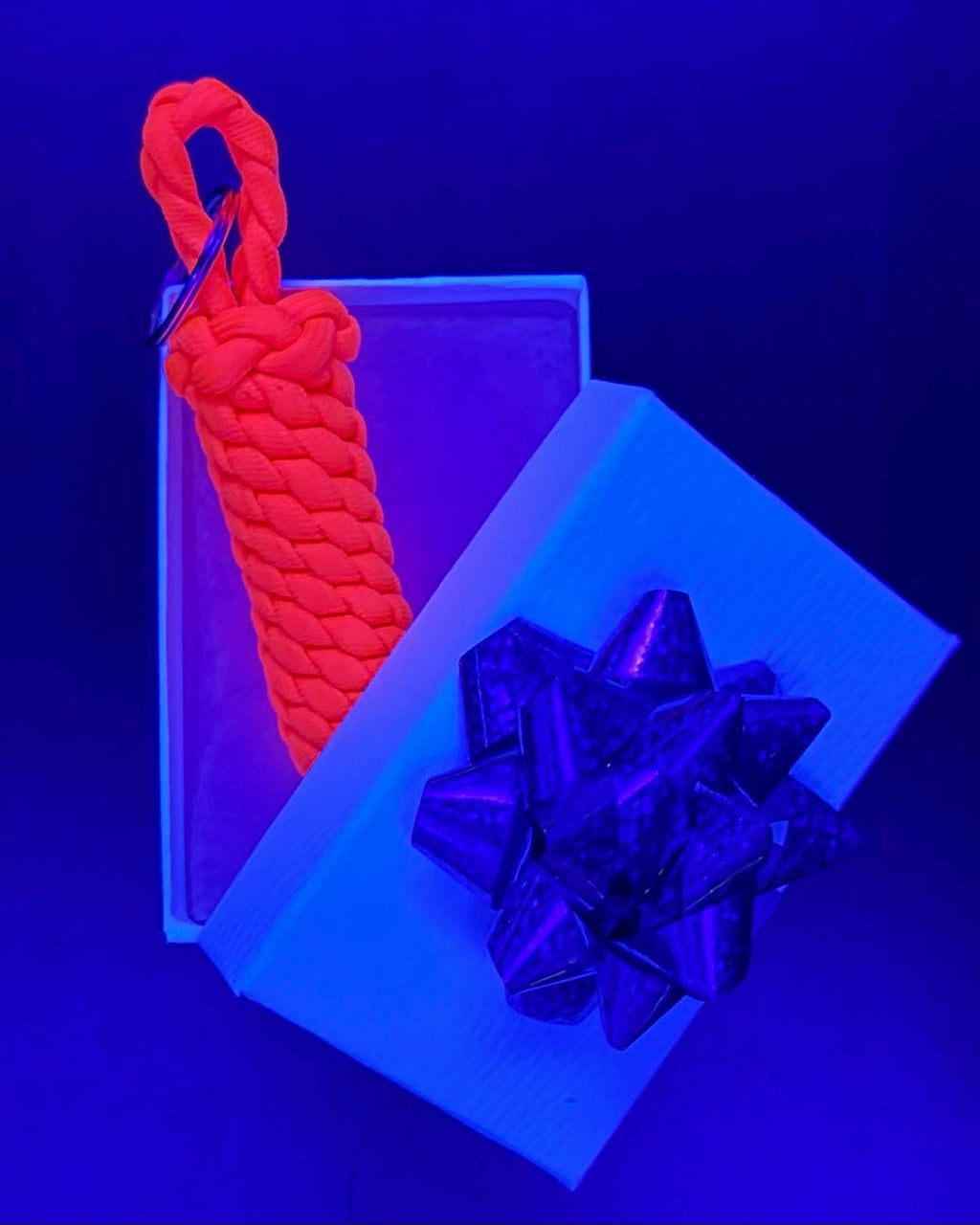 Neon Paracord Keychain, UV Reactive Key Fob, Bright Backpack Accessory