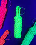 Neon Paracord Keychain, UV Reactive Key Fob, Bright Backpack Accessory