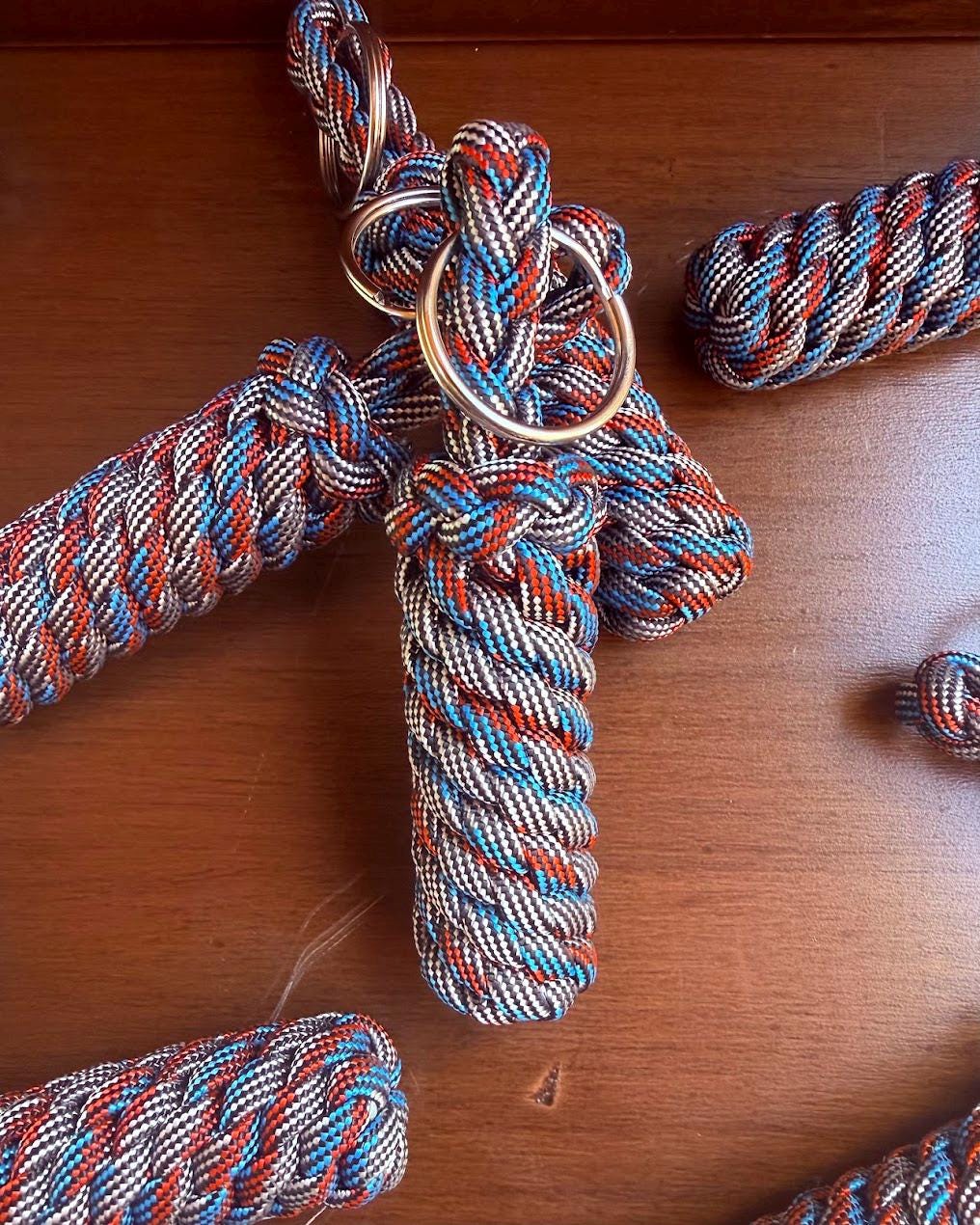 Patriot Day Paracord Keychain, Red White & Blue Key Fob, Handmade Patriotic Accessory