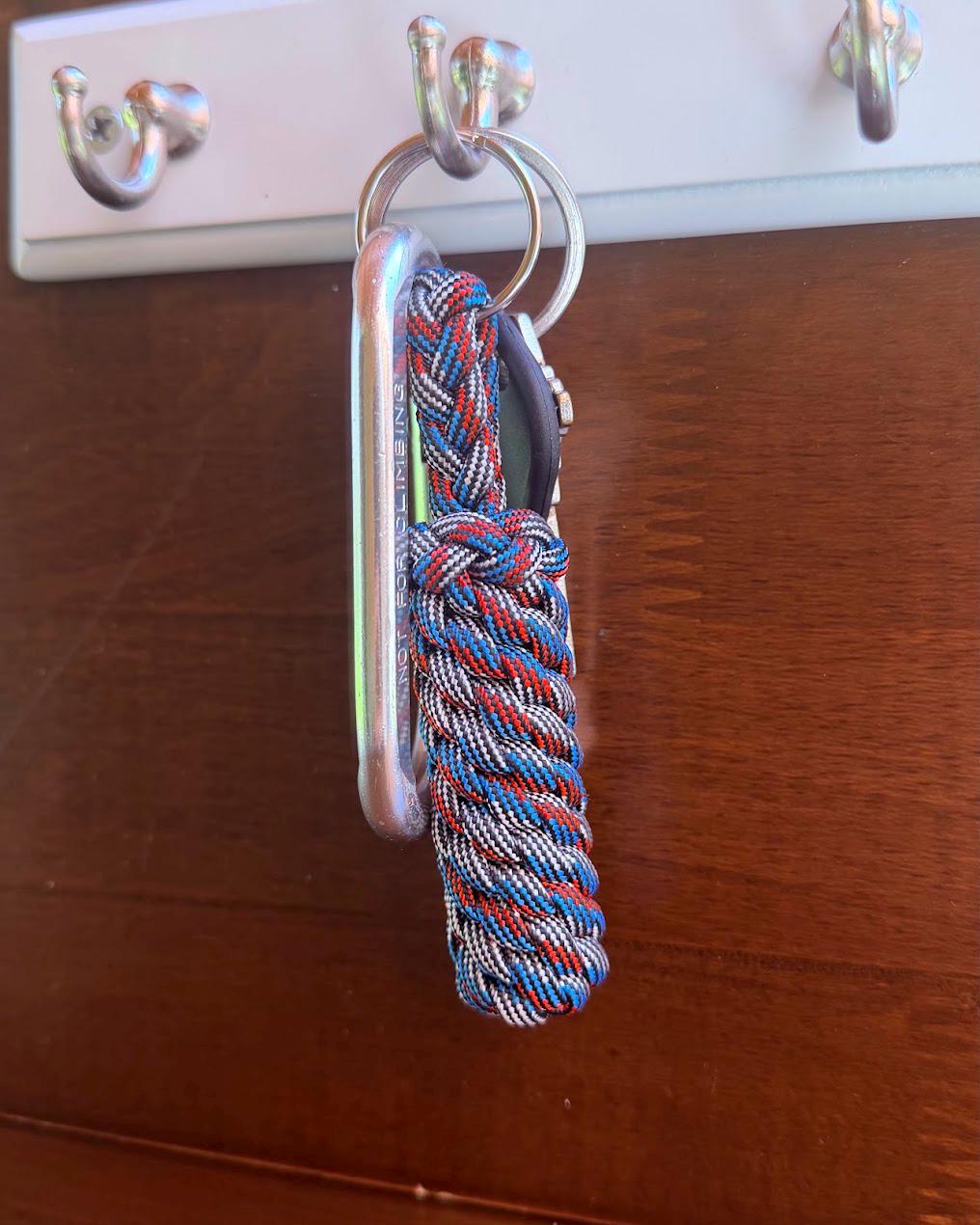 Patriot Day Paracord Keychain, Red White & Blue Key Fob, Handmade Patriotic Accessory