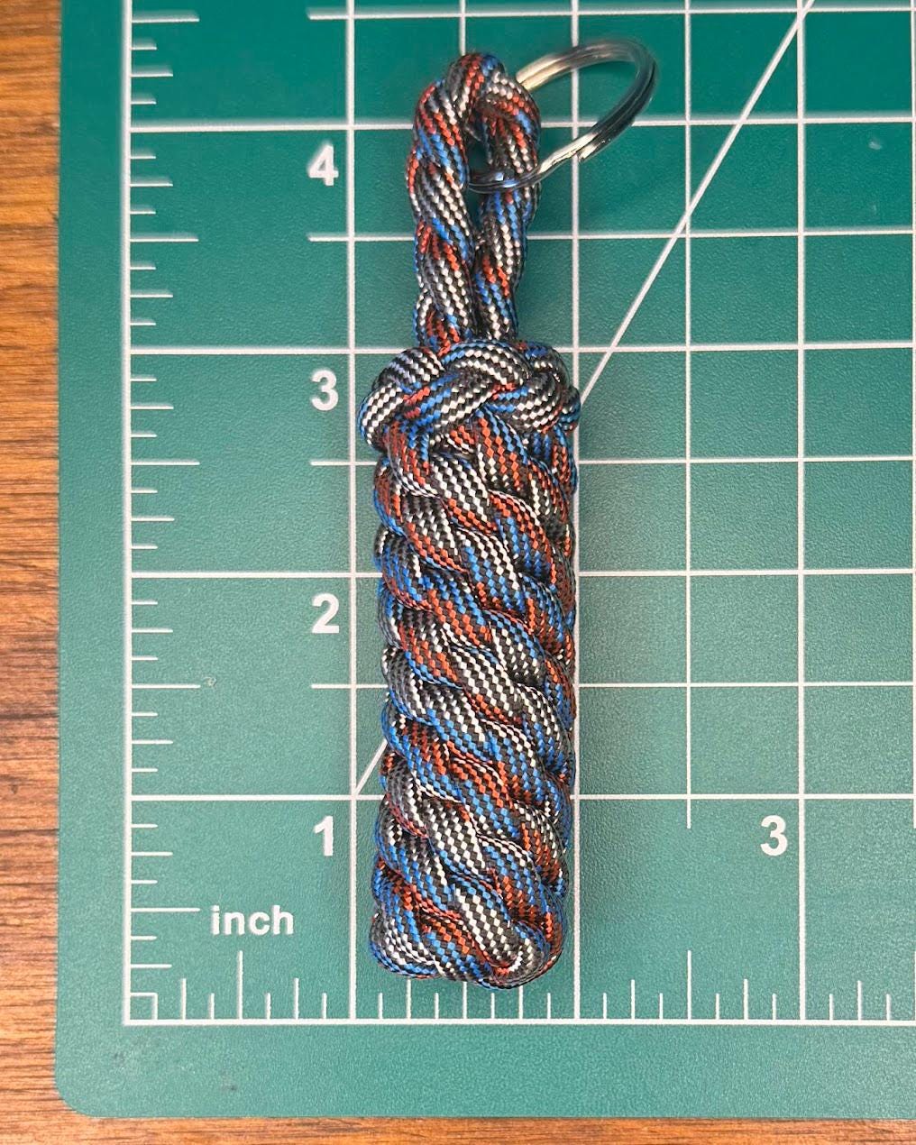 Patriot Day Paracord Keychain, Red White & Blue Key Fob, Handmade Patriotic Accessory