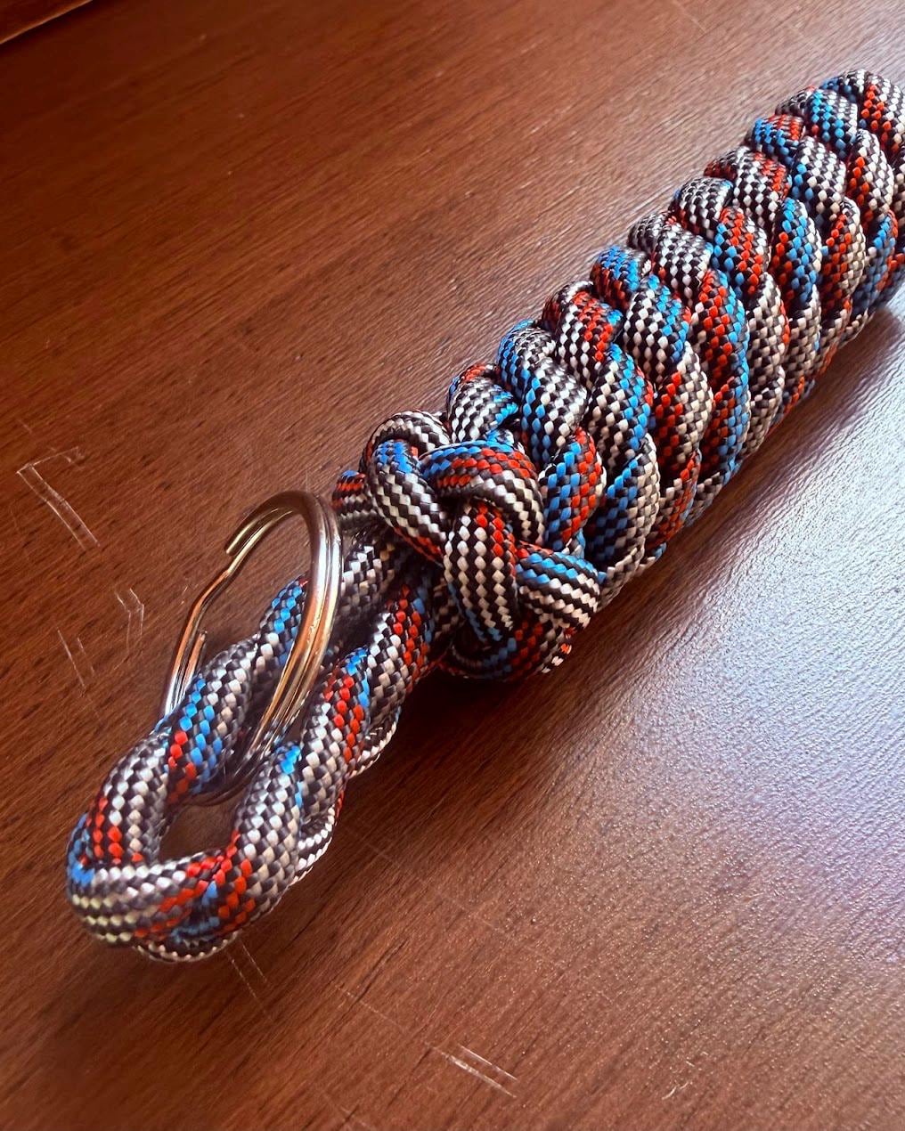 Patriot Day Paracord Keychain, Red White & Blue Key Fob, Handmade Patriotic Accessory
