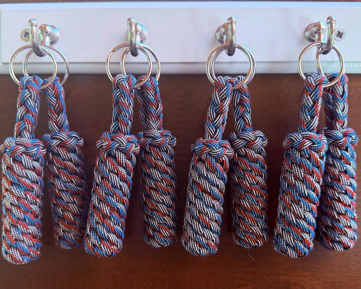 Patriot Day Paracord Keychain, Red White & Blue Key Fob, Handmade Patriotic Accessory
